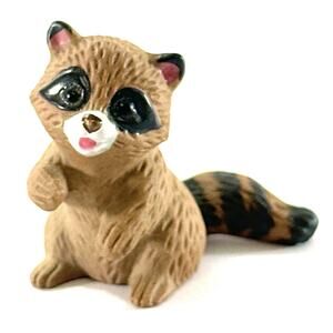 Napco Ware Mini Raccoon Figurine 1.25” Hand Painted Ceramic c9602 Vintage